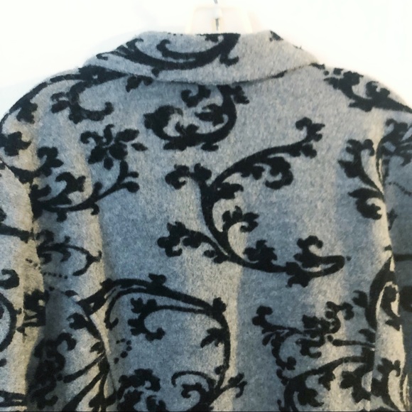 LAURA ASHLEY WOOL GRAY FLOCKED SWEATER JACKET COAT - Picture 4 of 7